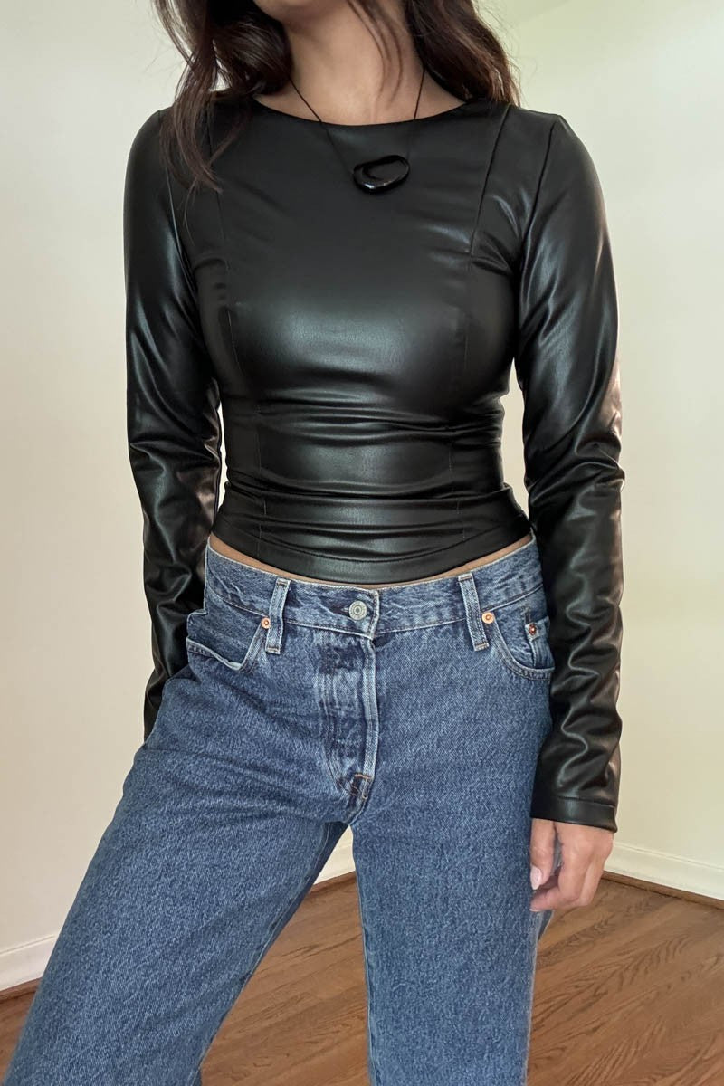 ADRIAN LEATHER TOP