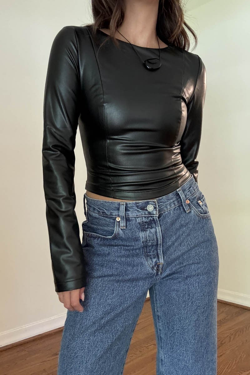 ADRIAN LEATHER TOP