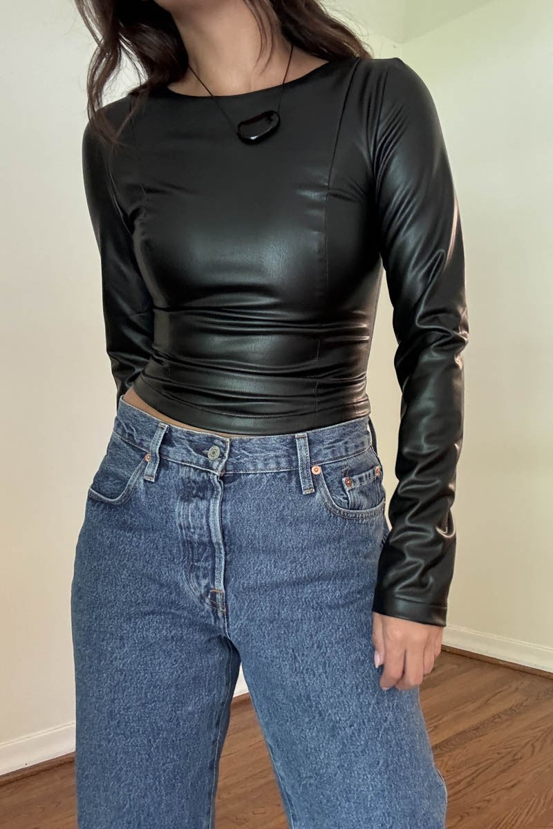 ADRIAN LEATHER TOP